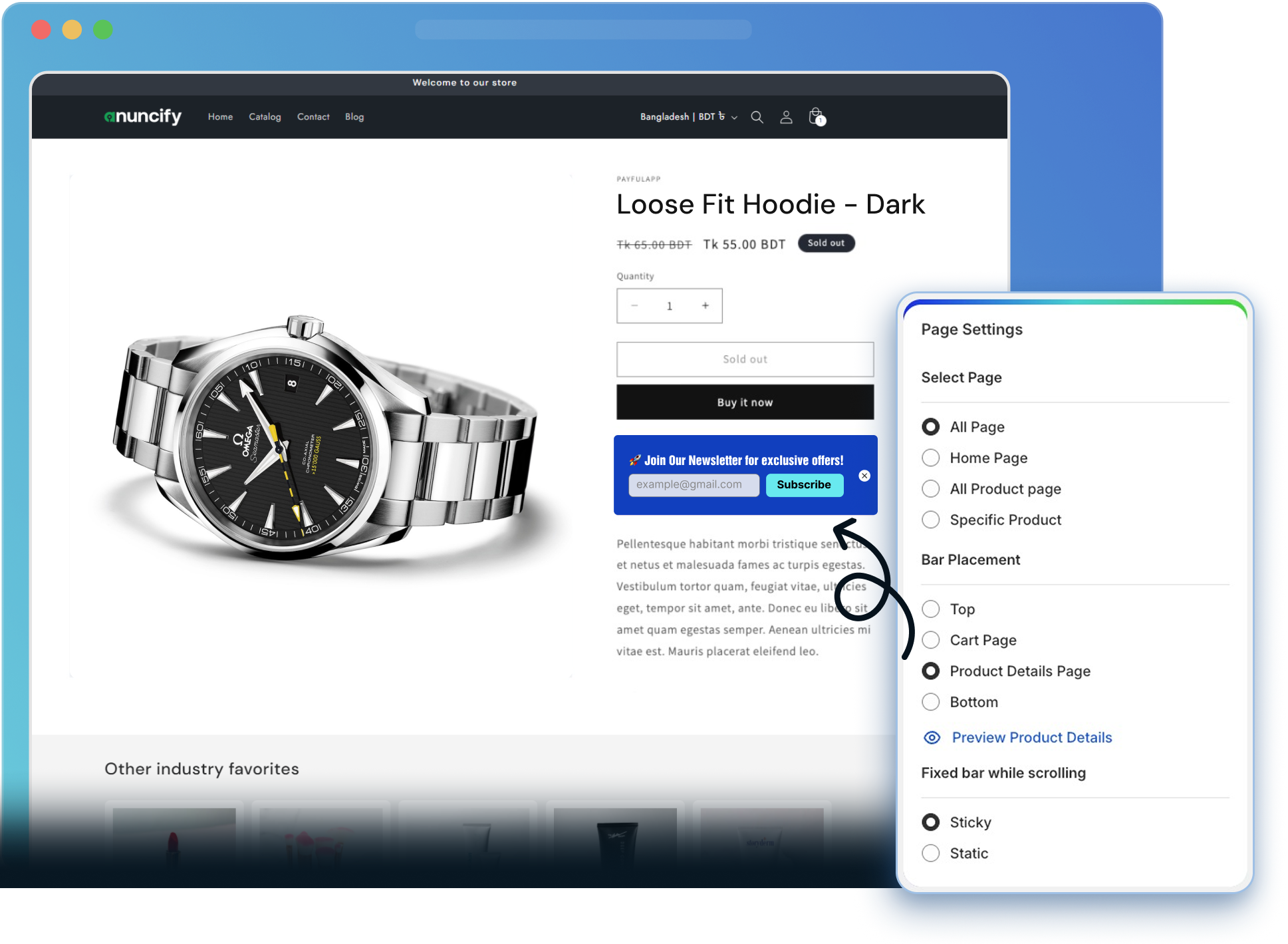 Adjustable Positioning – Position bars where customers naturally focus