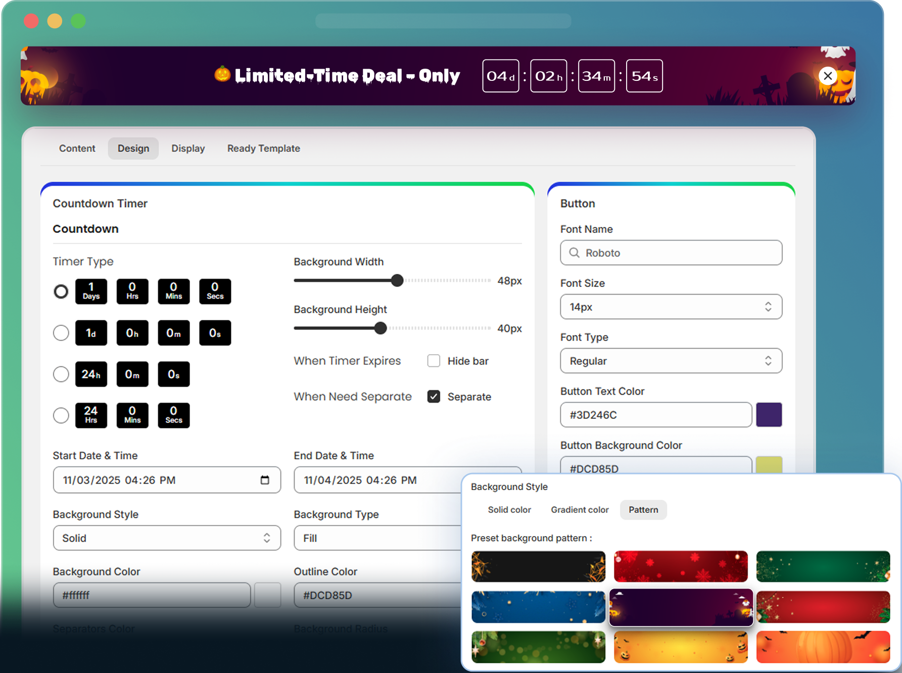 Marketing dashboard interface showing sales performance metrics
